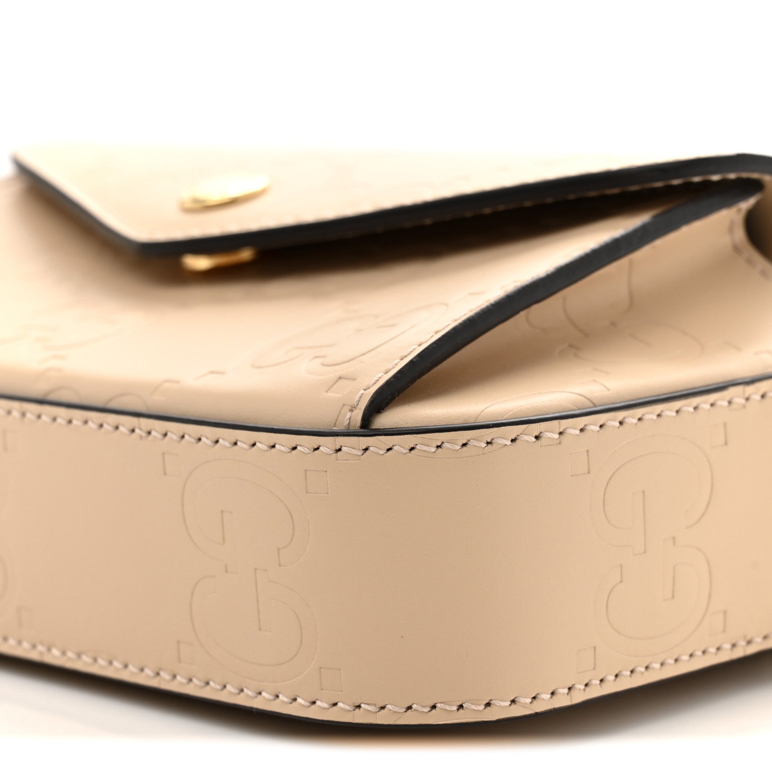 Gucci Calfskin GG Super Mini Debossed Chain Wallet Souffle Rose 10 of 11