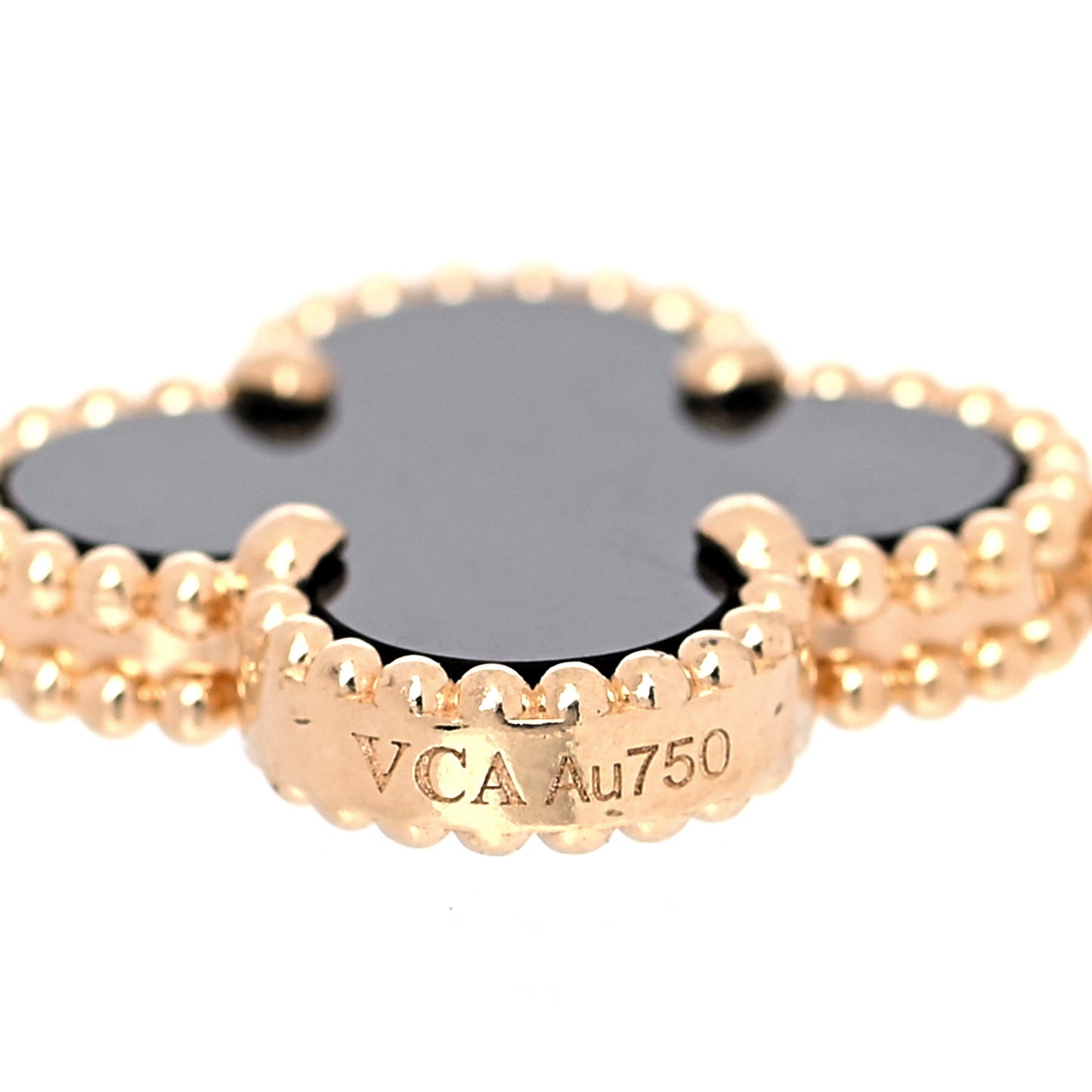 18K Yellow Gold Black Onyx 5 Motifs Vintage Alhambra Bracelet