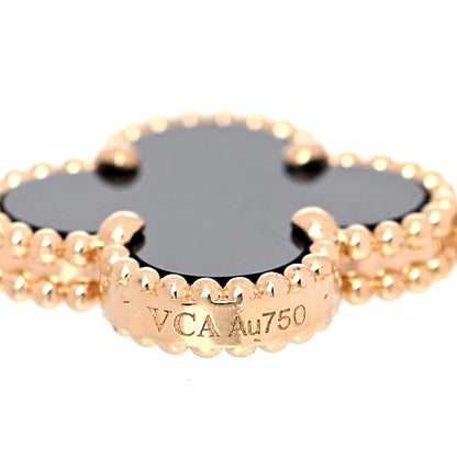 Van Cleef & Arpels 18K Yellow Gold Black Onyx 5 Motifs Vintage Alhambra Bracelet 6 of 7