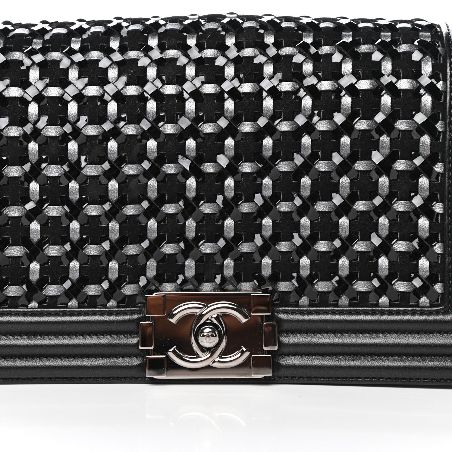 Chanel Sheepskin Braided Medium Boy Reverso Flap Black 10 of 10