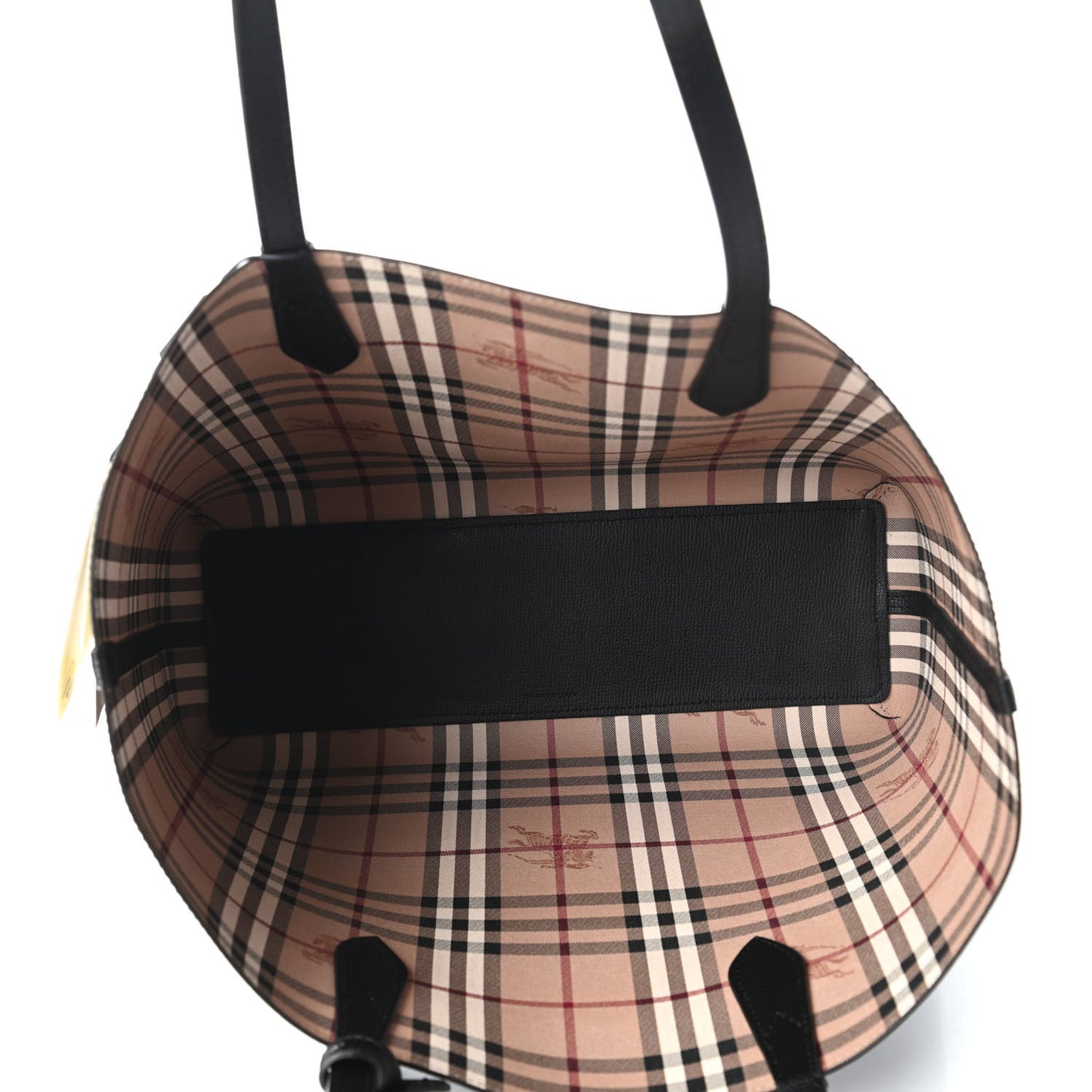 Grainy Calfskin Haymarket Check Medium Reversible Tote Black