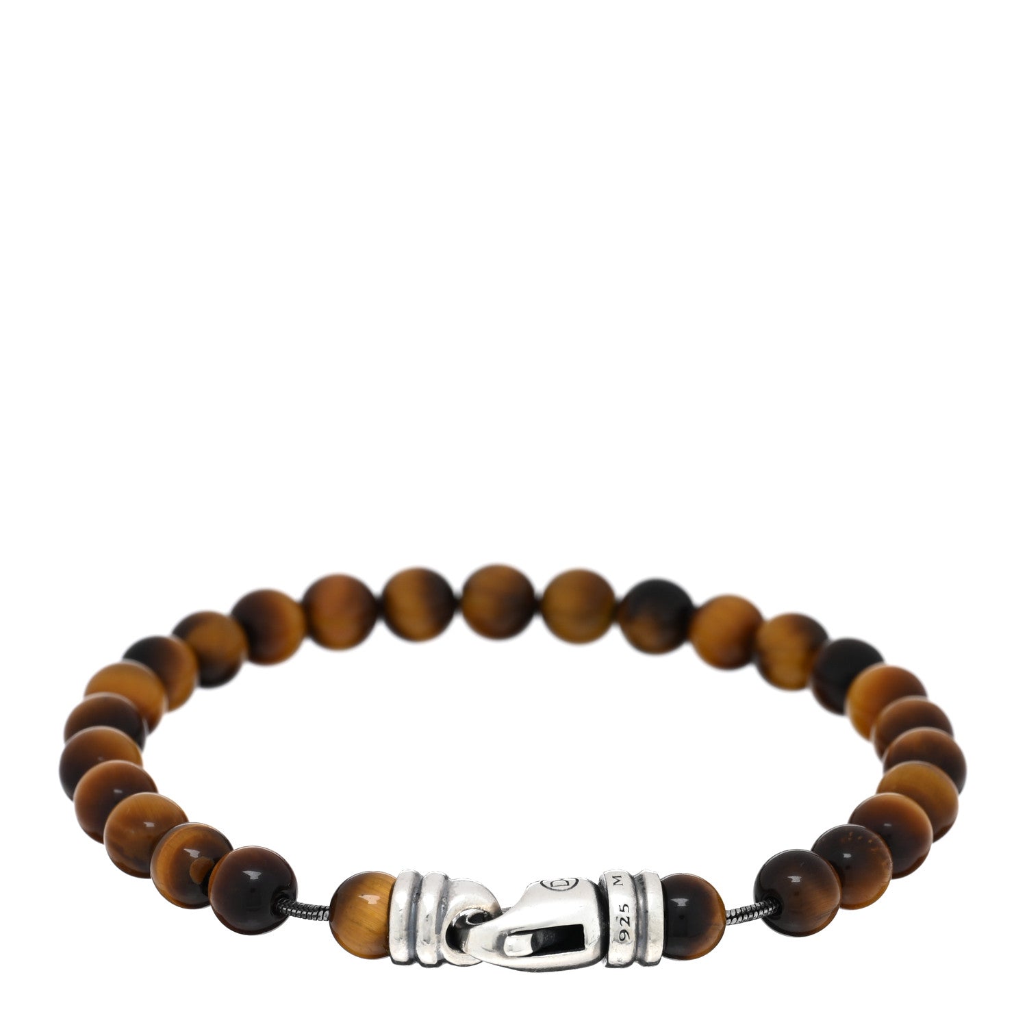 David Yurman Sterling Silver Red Tiger Eye 6mm Spiritual Beads Bracelet 2 of 3