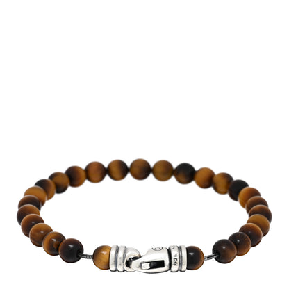 David Yurman Sterling Silver Red Tiger Eye 6mm Spiritual Beads Bracelet 2 of 3