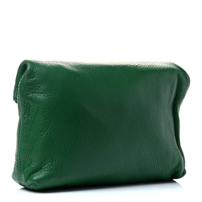 Burberry Grainy Calfskin Fold Over Clutch Green 2 of 4