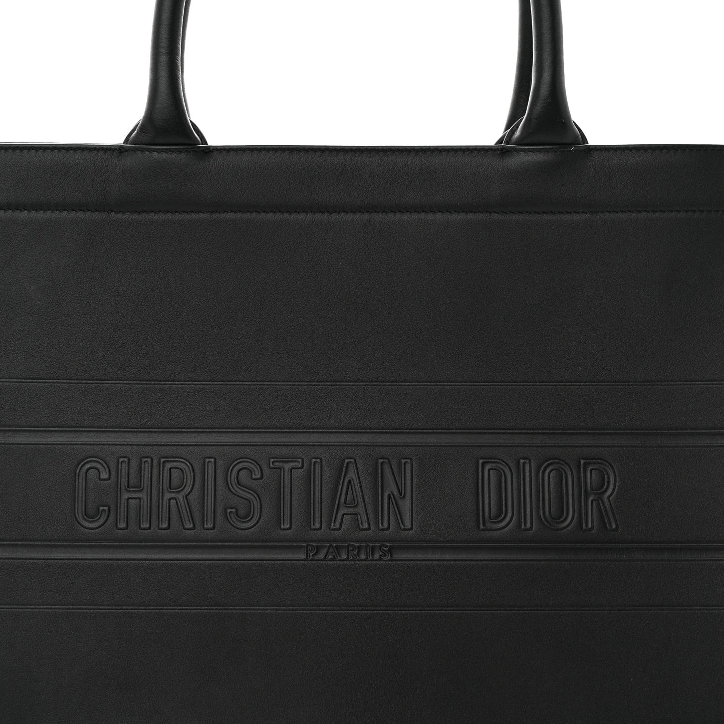 Calfskin Embossed Medium Book Tote Black