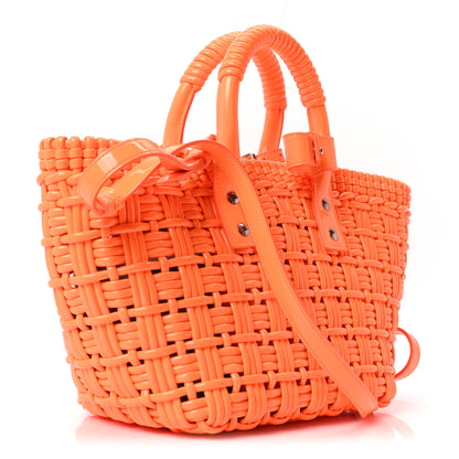 Balenciaga Varnished Faux Calfskin Braided XS Bistro Basket Fluo Orange 3 of 10