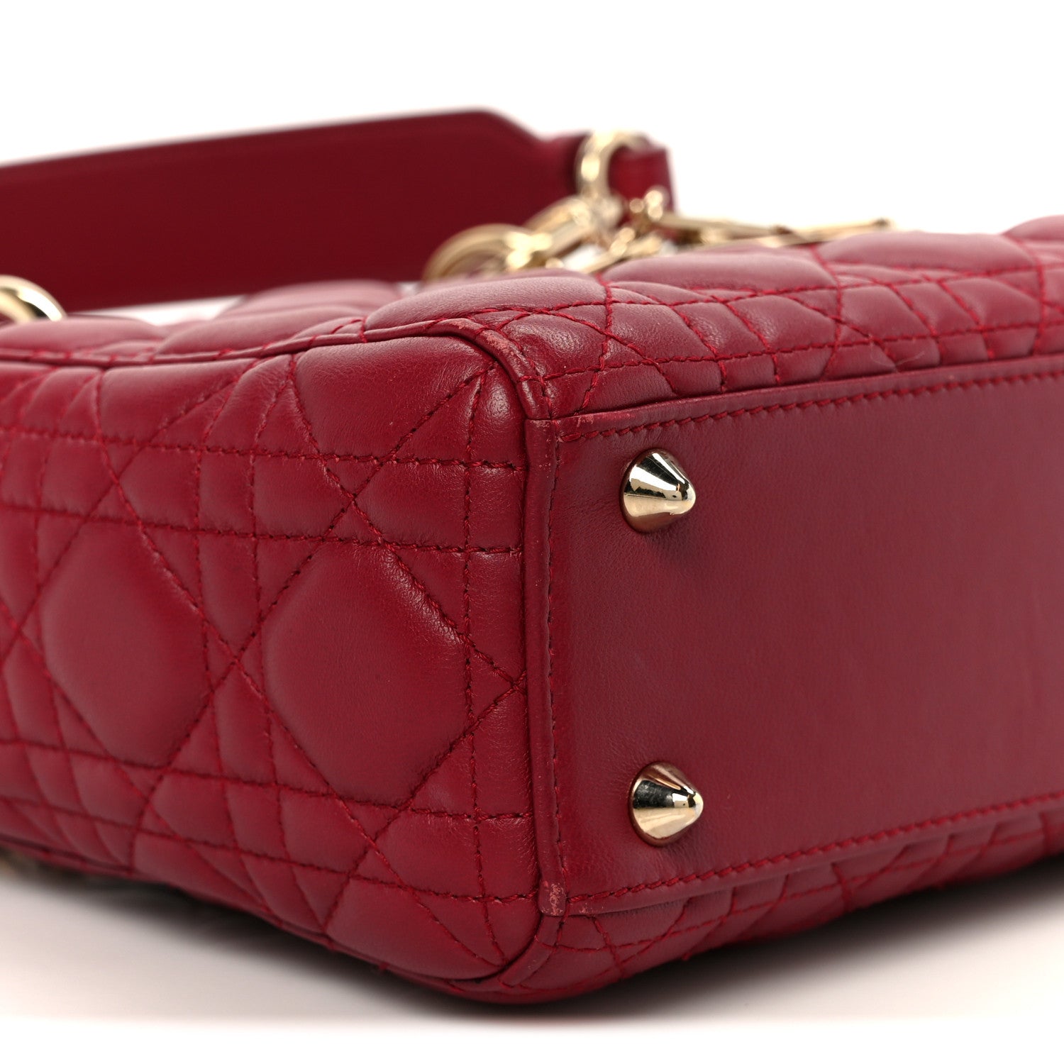 Christian Dior Lambskin Cannage Small Lucky Badges My Lady Dior Scarlet Red 8 of 9