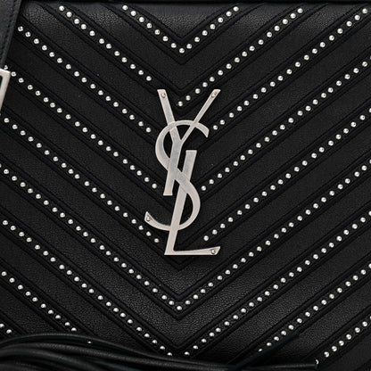Saint Laurent Calfskin Studded Matelasse Monogram Lou Camera Bag Black 8 of 10