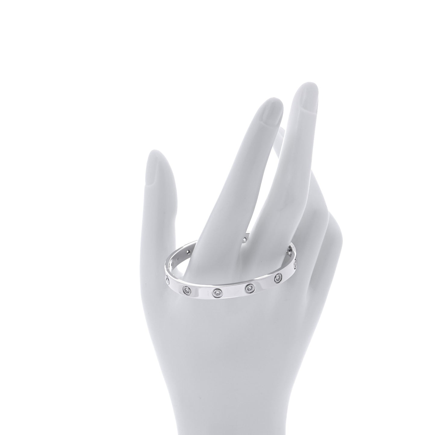18K White Gold 10 Diamond LOVE Bracelet 16