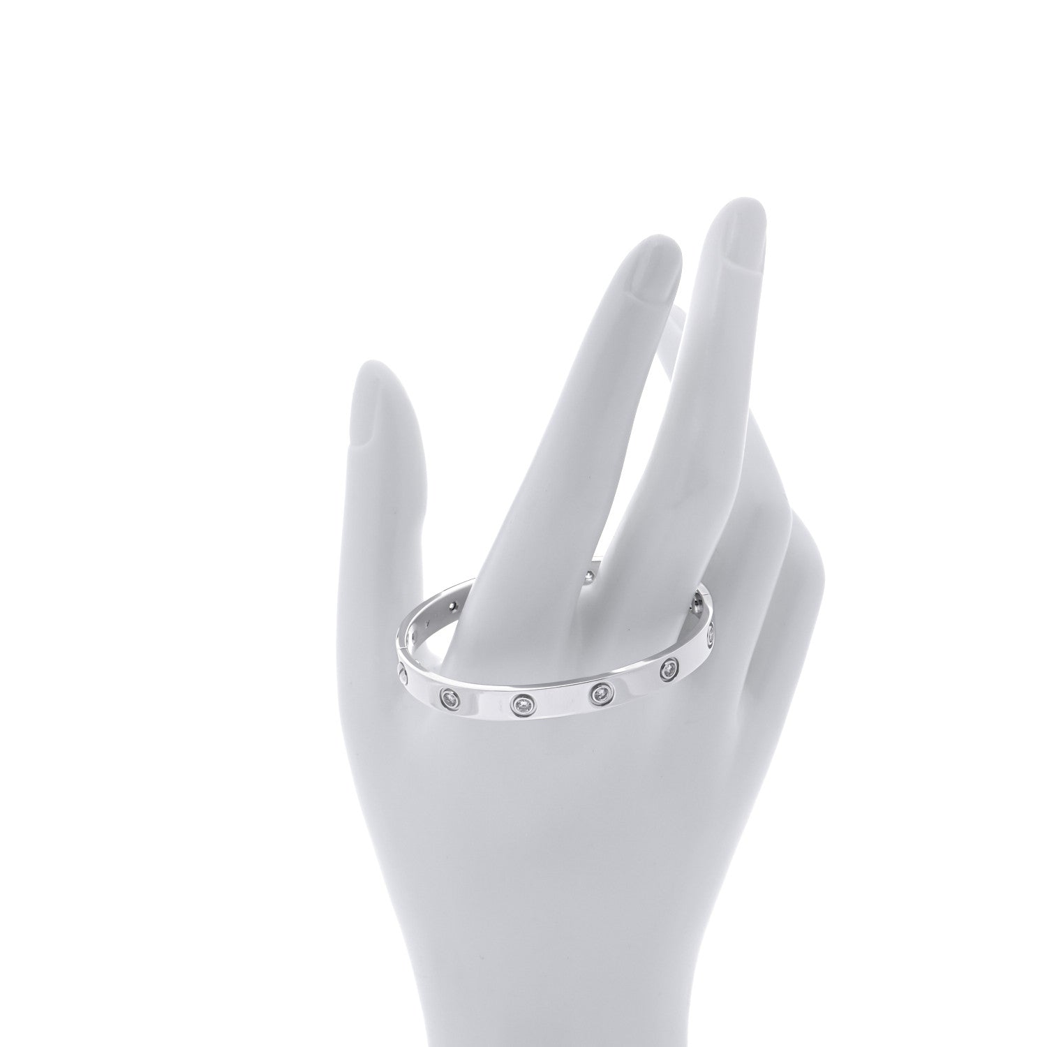 Cartier 18K White Gold 10 Diamond LOVE Bracelet 16 2 of 9