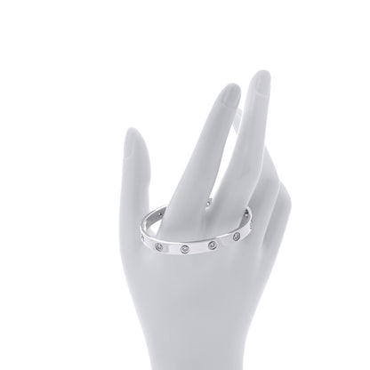 Cartier 18K White Gold 10 Diamond LOVE Bracelet 16 2 of 9