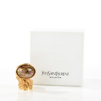 Saint Laurent Glass Cabochon Arty Ovale Ring 8 Gold 5 of 5