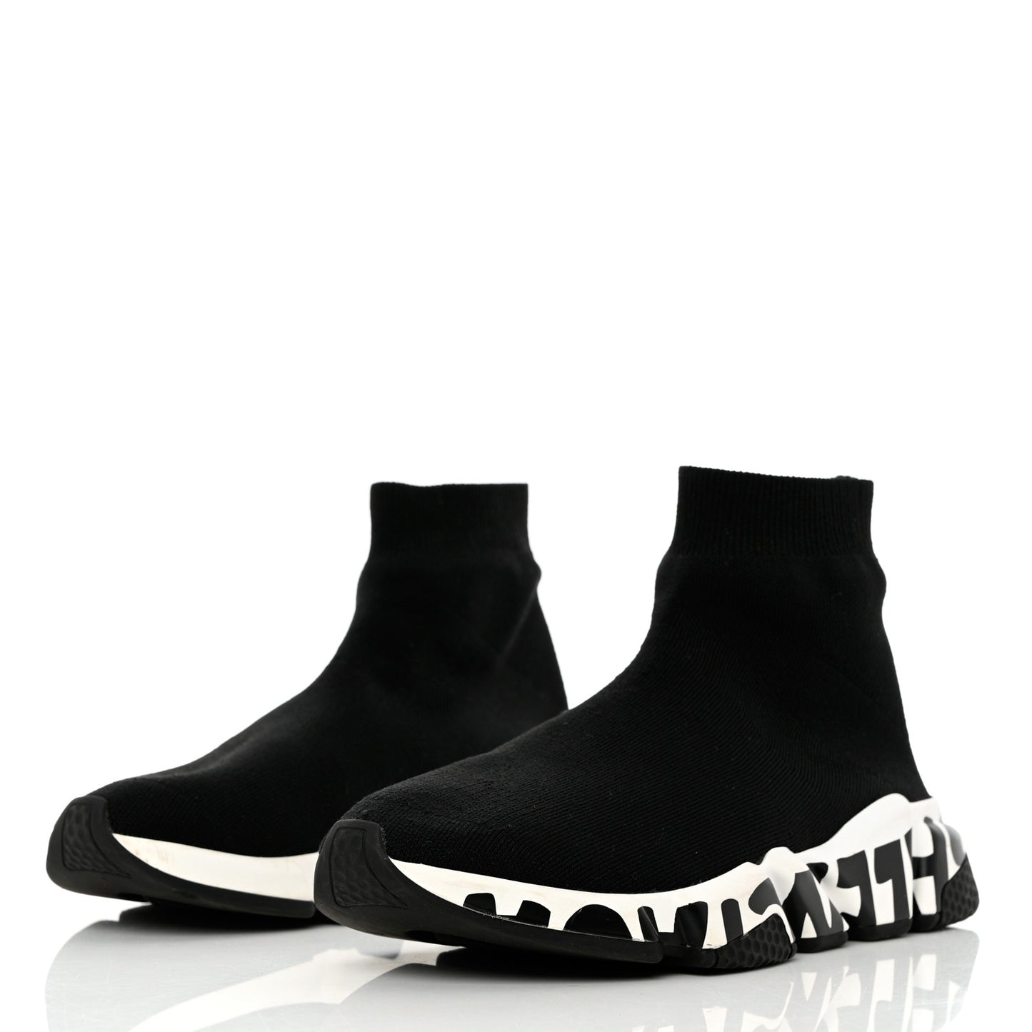 Neoprene Knit Speed Graffiti Sneakers 39 Black White
