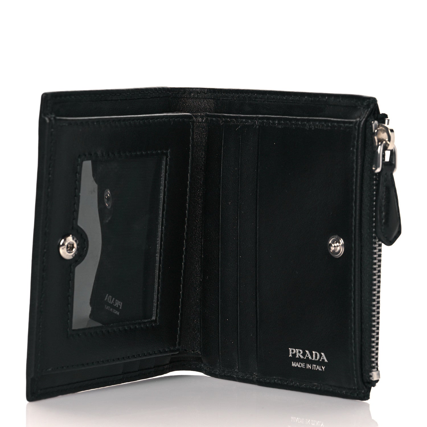Prada Calfskin Racing Logo Wallet Black Green 5 of 9