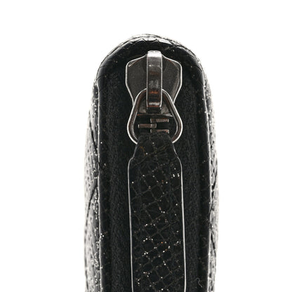 Chanel Glittered Calfskin Quilted Large Gusset Zip Wallet Black 9 of 12