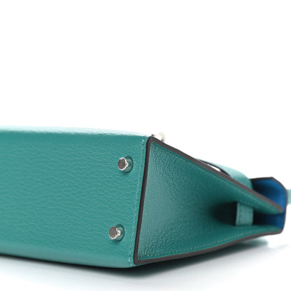 Hermes Chevre Mysore Verso Mini Kelly Sellier 20 Vert Verone Bleu Zanzibar 9 of 10