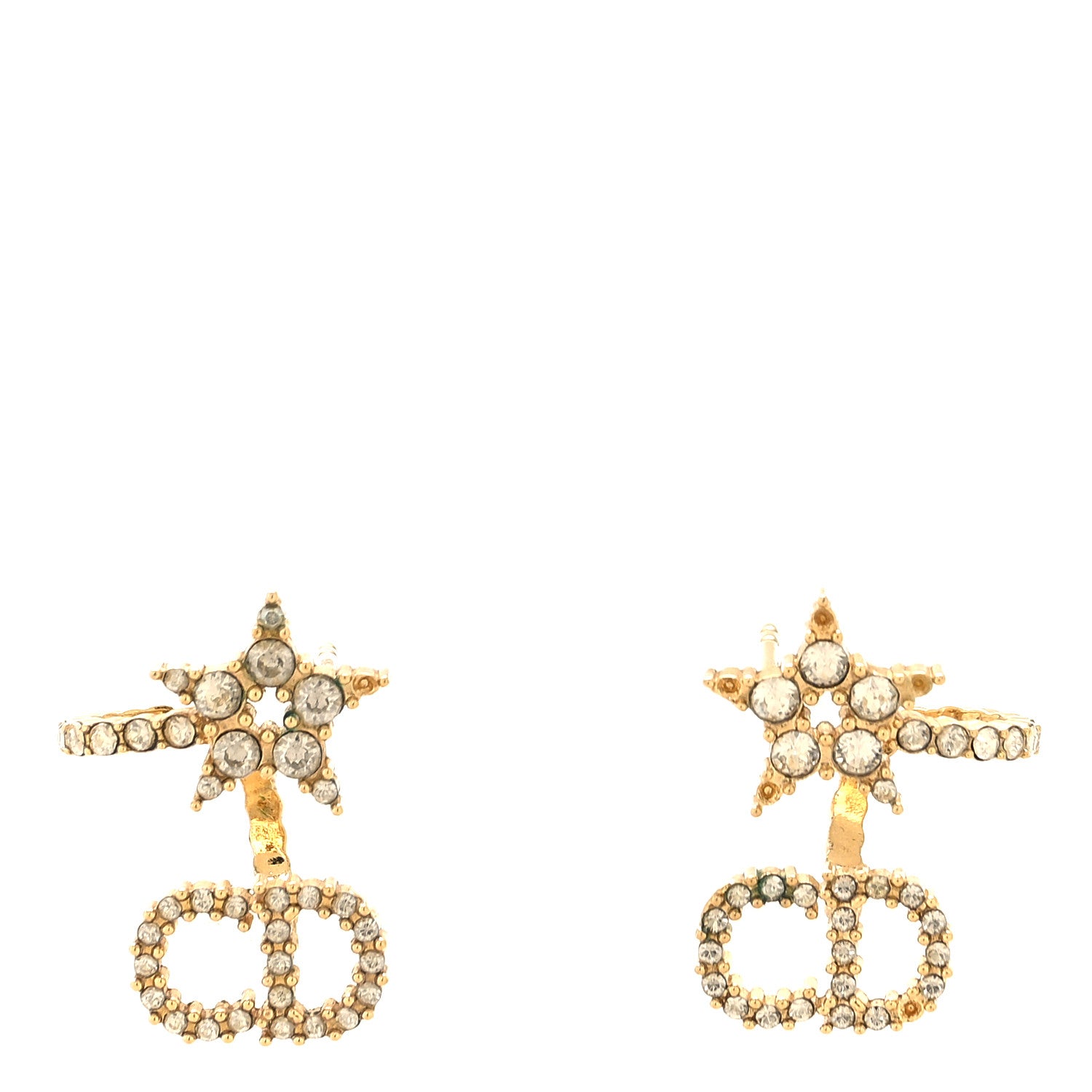 Christian Dior Crystal Clair D Lune Wrap Around Earrings Gold 1 of 6