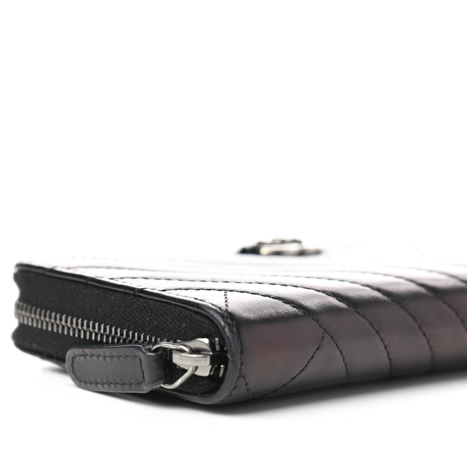 Chanel Glazed Calfskin Quilted Small Coco Boy Zip Around Wallet Black 9 of 12