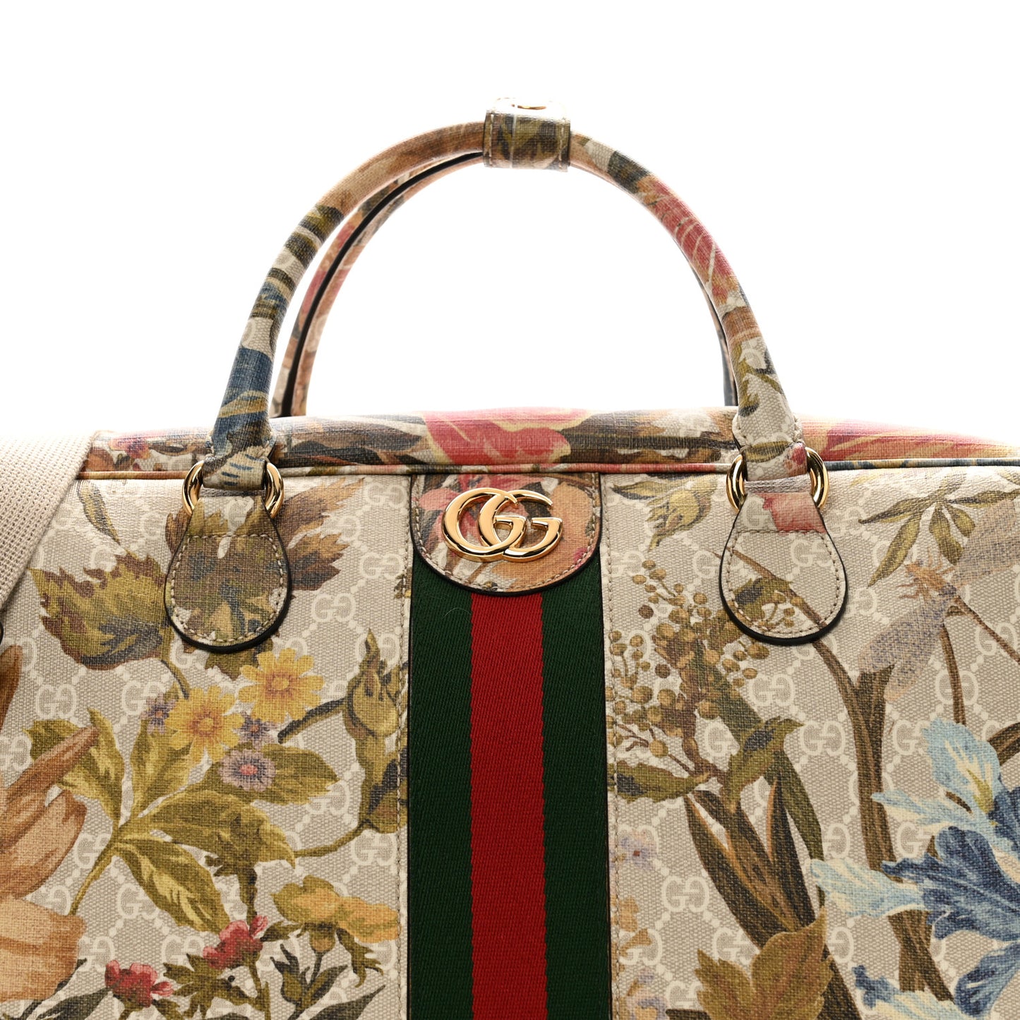 GG Supreme Monogram Ophidia Flora Print Large Duffle Bag Beige Blue Multicolor