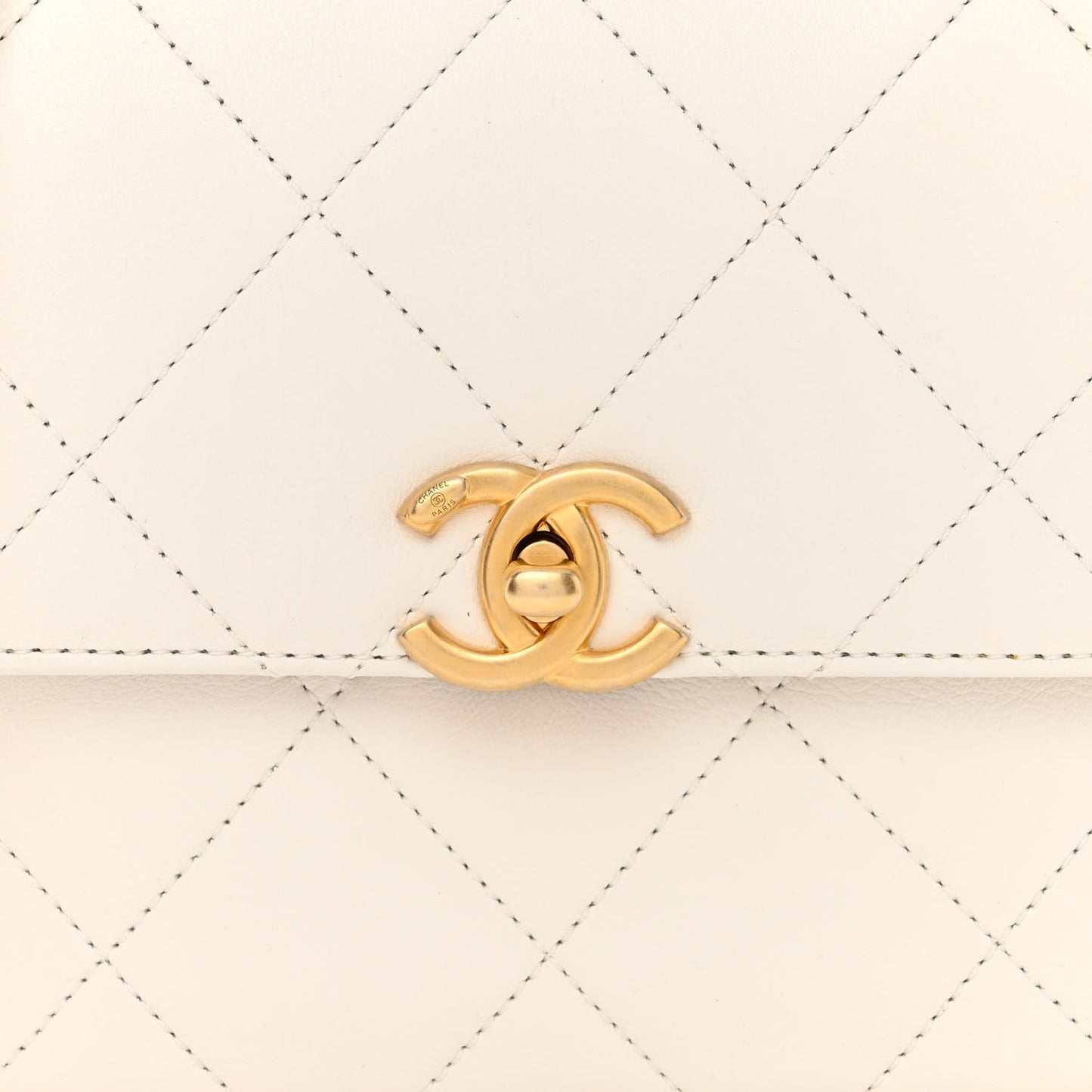 Calfskin Quilted Small Framing Chain Flap Bag White