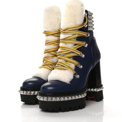 Christian Louboutin Calfskin Studded Shearling Yeti Donna 130 Boots 36 Version Navy 3 of 6