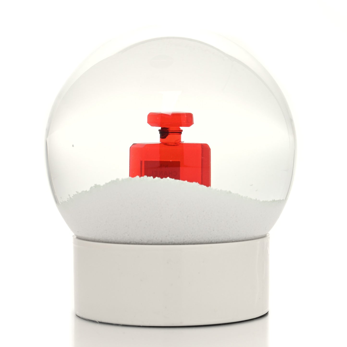 Glass N°5 Perfume Bottle Snow Globe White