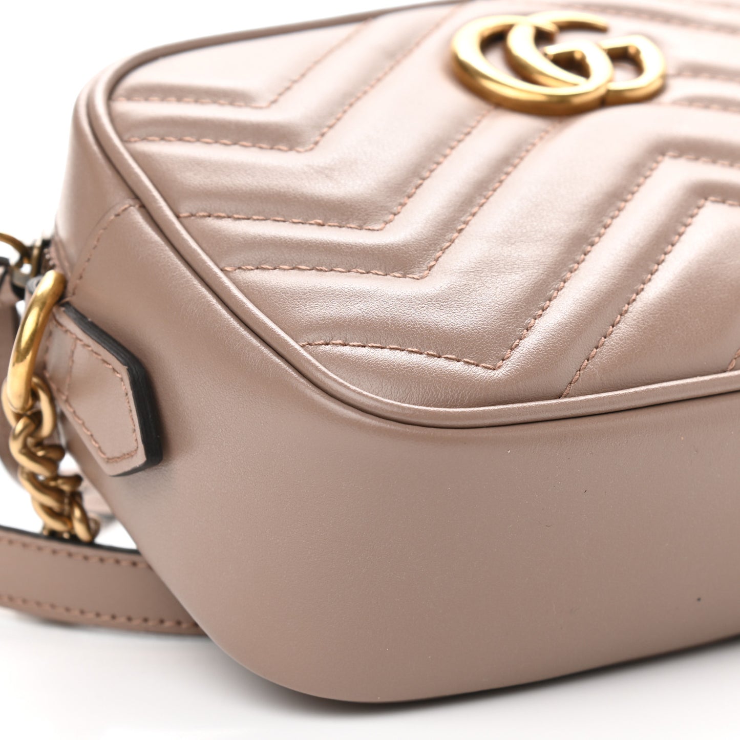 Calfskin Matelasse Mini GG Marmont Chain Shoulder Bag Porcelain Rose
