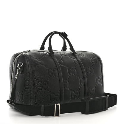 Gucci Piuma Calfskin Jumbo GG Embossed Large Duffle Bag Black 2 of 10