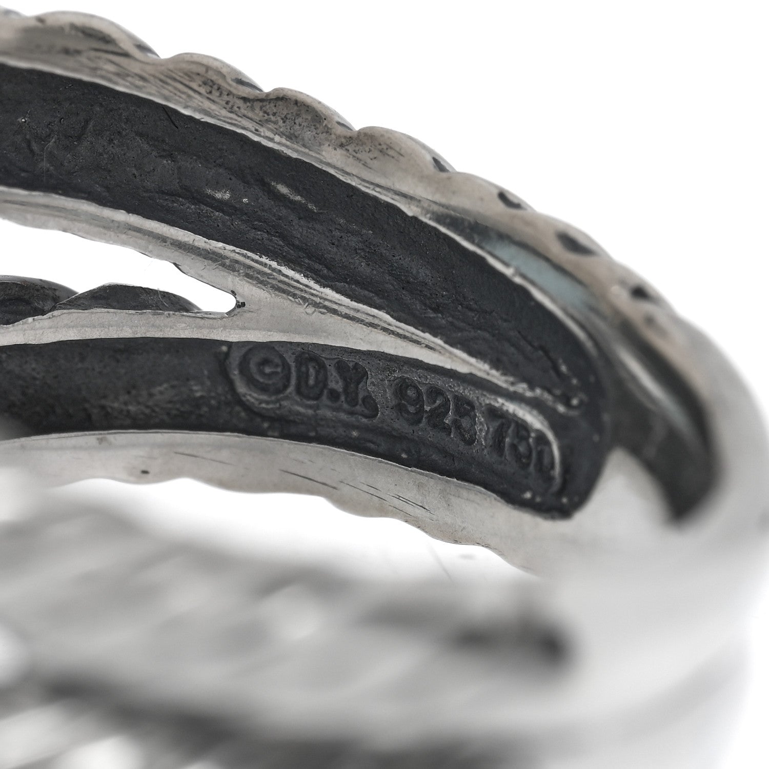 David Yurman Sterling Silver 18K Yellow Gold Blue Topaz 11mm Albion Ring 54 7 4 of 4