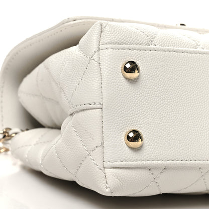 Chanel Caviar Quilted Mini Coco Chain Handle Flap White 9 of 12