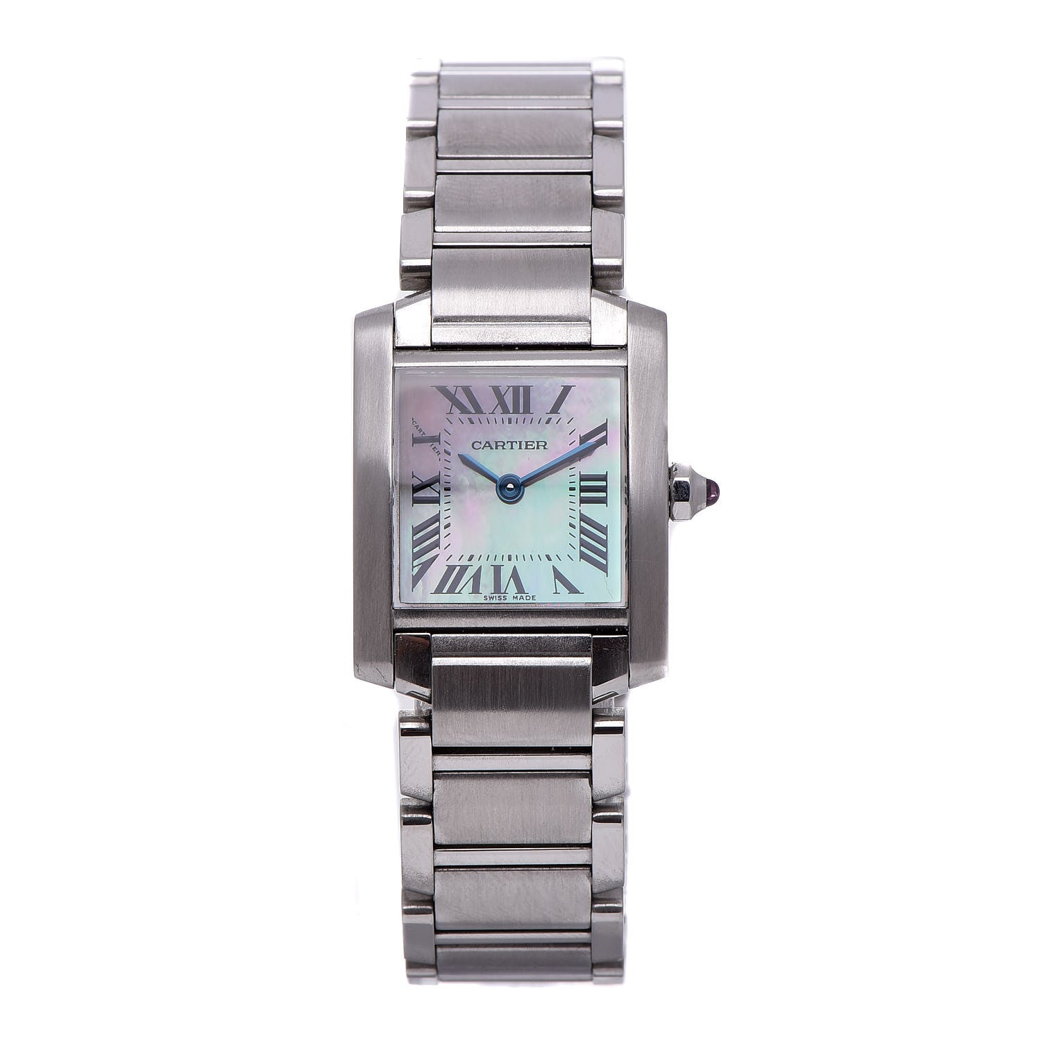 Cartier Stainless Steel Pink Mother of Pearl 20mm Tank Francaise Quartz Watch 1 of 7