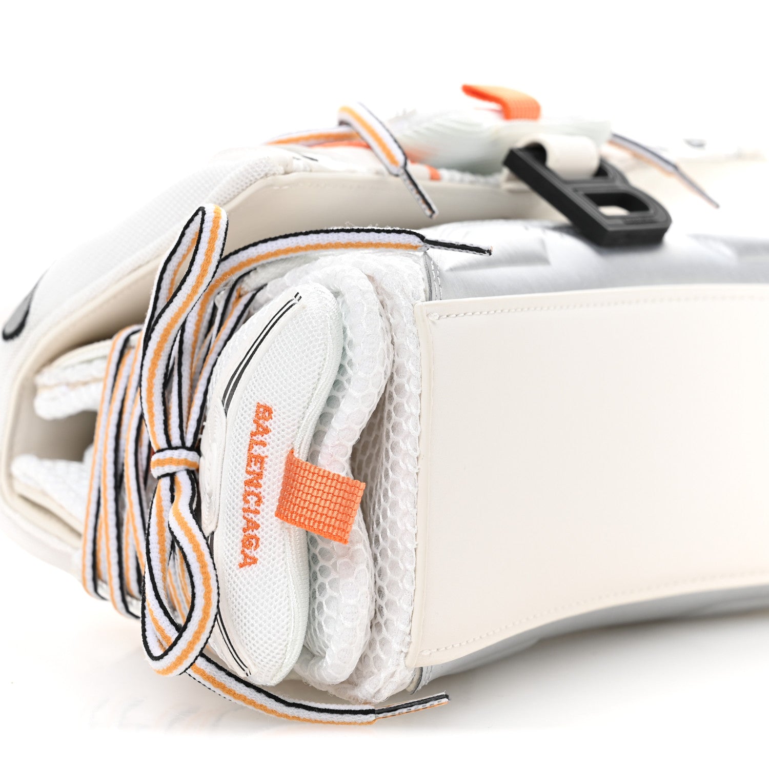 Balenciaga Faux Calfskin Fabric Glow In The Dark Small Sneakerhead Top Handle Bag White Orange 9 of 10