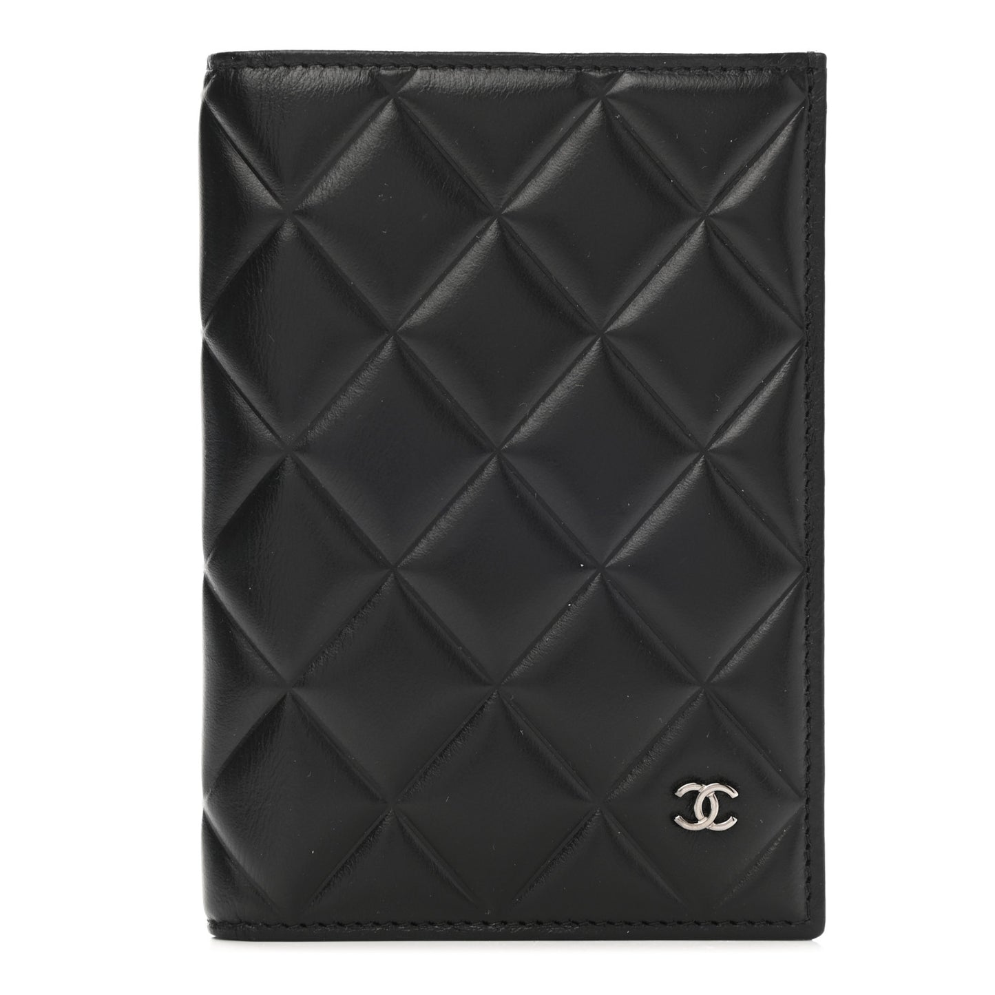 Calfskin Quilted Passport Holder Black