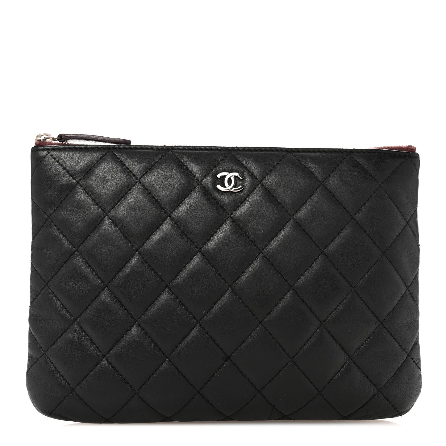 Lambskin Quilted Medium Cosmetic Case Black