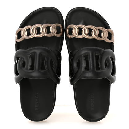 Hermes Nappa Extra Sandals 36.5 Black Mordore 2 of 11