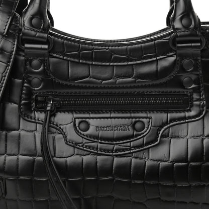 Balenciaga Semi Shiny Calfskin Crocodile Embossed Neo Classic Black Hardware S City Black 7 of 9