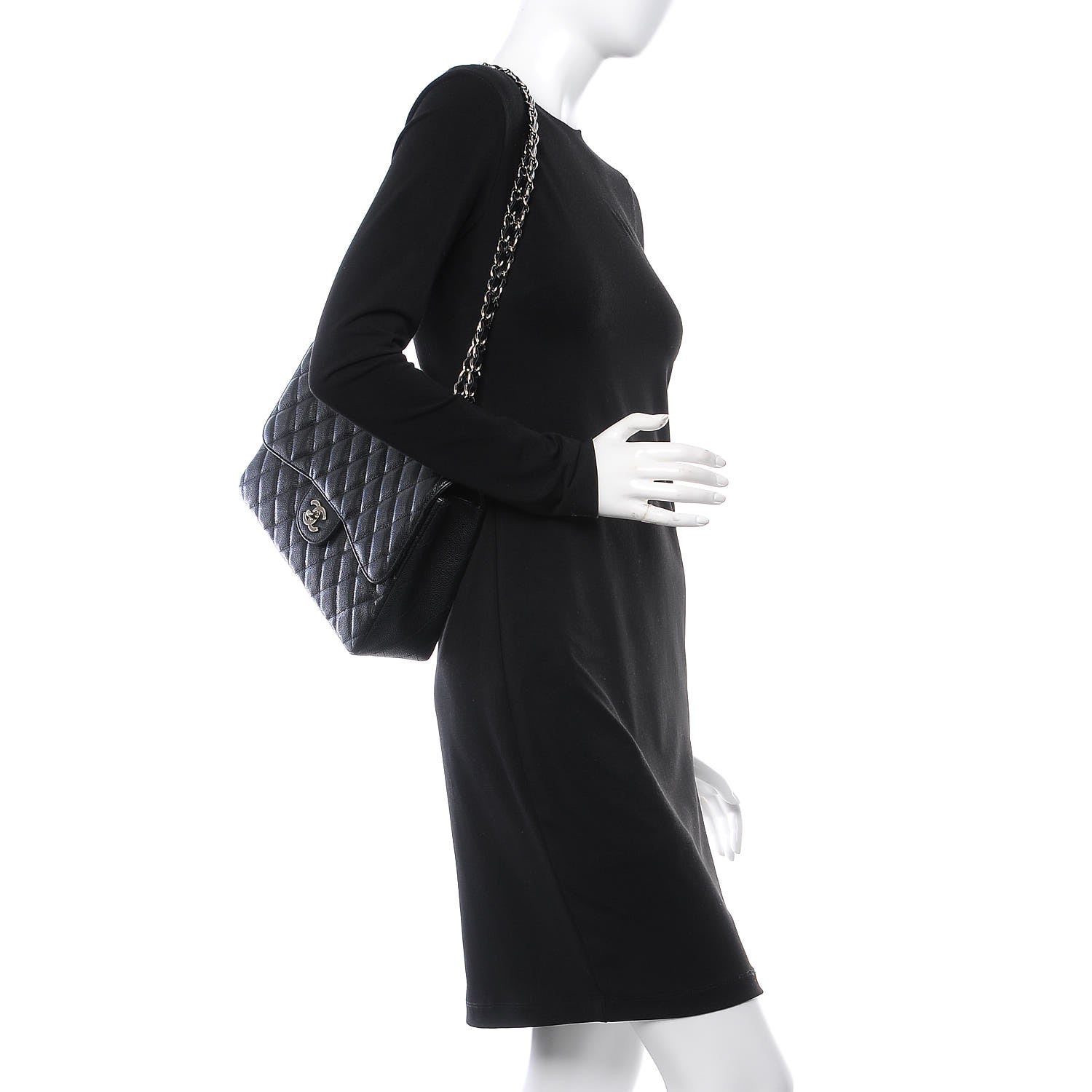 Chanel Caviar Quilted Jumbo Single Flap Black 2 of 9