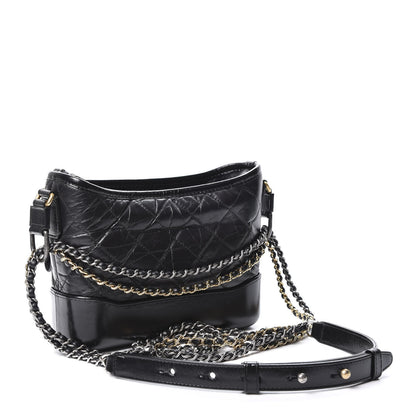 Chanel Aged Calfskin Quilted Small Gabrielle Hobo Black 2 of 10