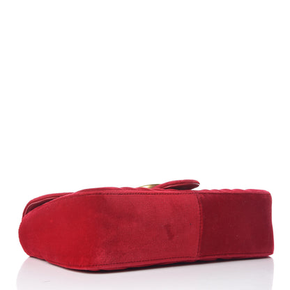 Gucci Velvet Matelasse Small GG Marmont Shoulder Bag Hibiscus Red 4 of 9