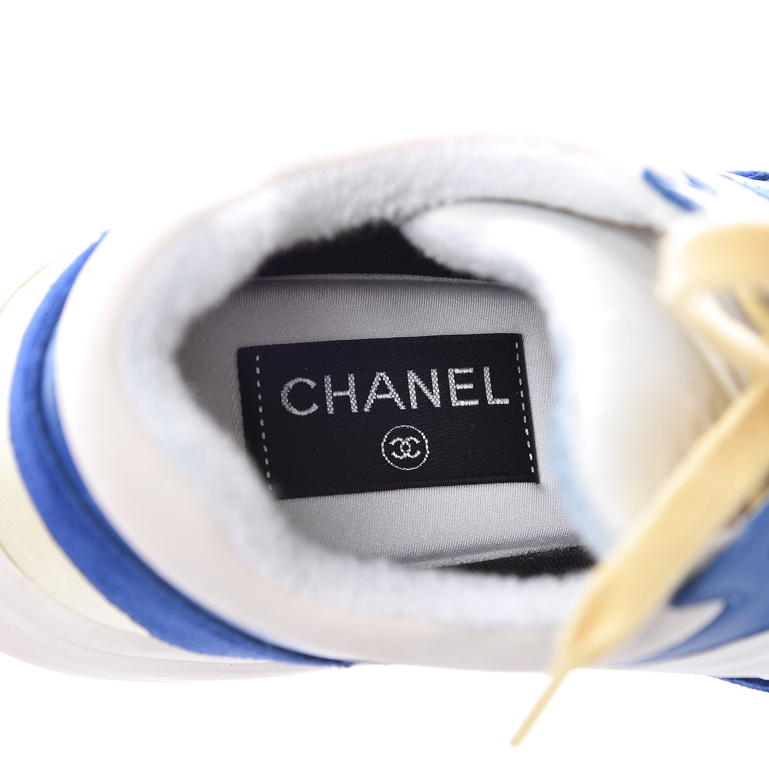 Chanel Nylon Lambskin Suede CC Womens Sneakers 37.5 Blue White Black 7 of 13