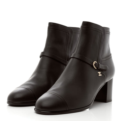 Chanel Calfskin CC Buckle Short Boots 40.5 Brown 3 of 9