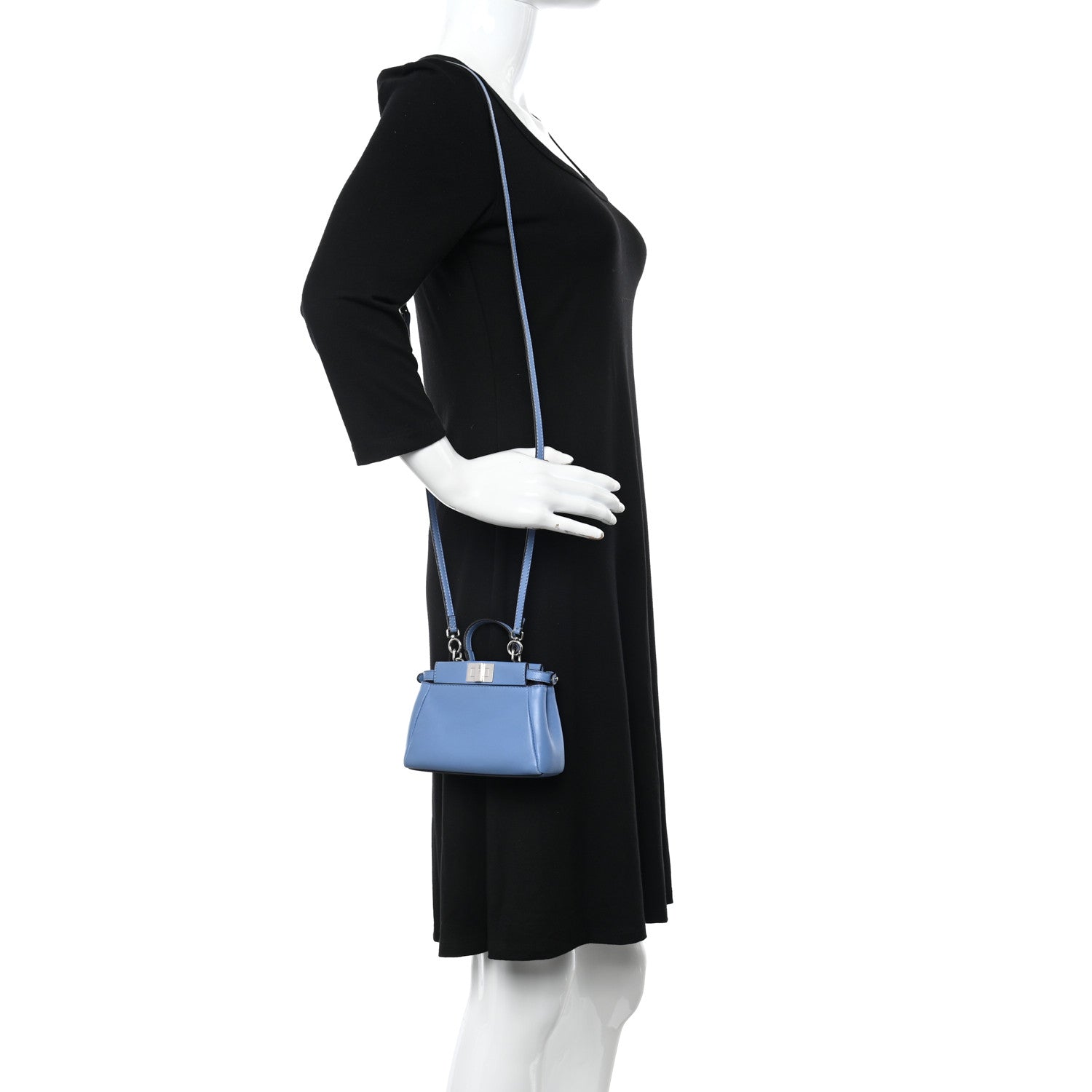Fendi Shiny Nappa Micro Peekaboo Iconic Satchel Nebula 2 of 9