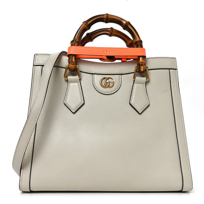 Gucci Wonka Grain Calfskin Small Diana Tote Bag Mystic White Orange Fluo 1 of 11