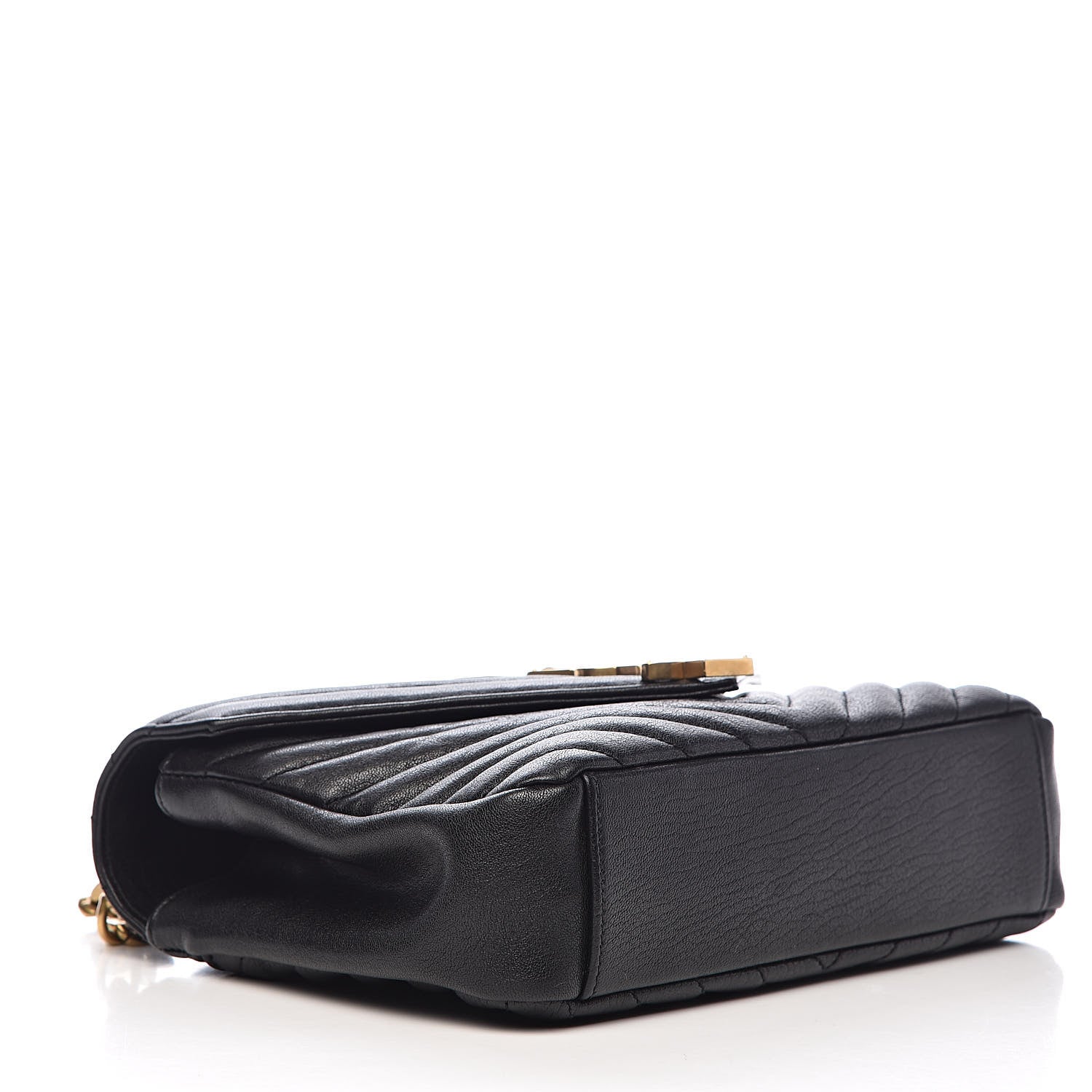 Saint Laurent Sheepskin Matelasse Chevron Monogram Medium College Bag Black 4 of 12