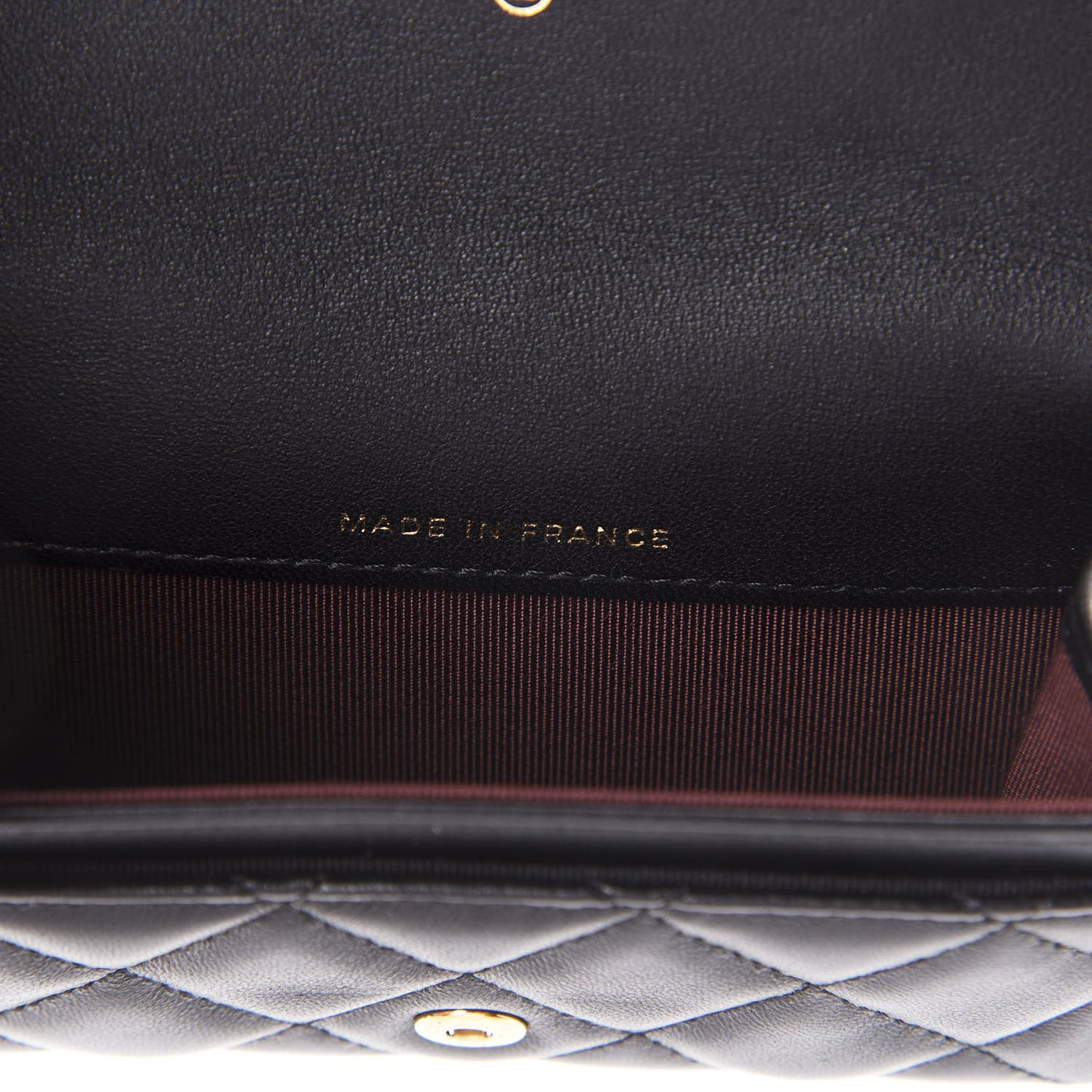 Lambskin Quilted Flap Card Holder Black