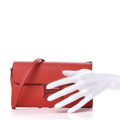 Hermes Epsom Enamel Constance Wallet To Go Rouge de Coeur Rubis 2 of 7