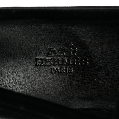 Hermes Velvet Womens Paris Loafers 35 Black 6 of 9