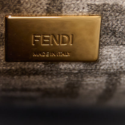 Fendi Vitello Seta Chenille FF Mini Peekaboo Iconic Satchel Anthracite Asfalto 7 of 11