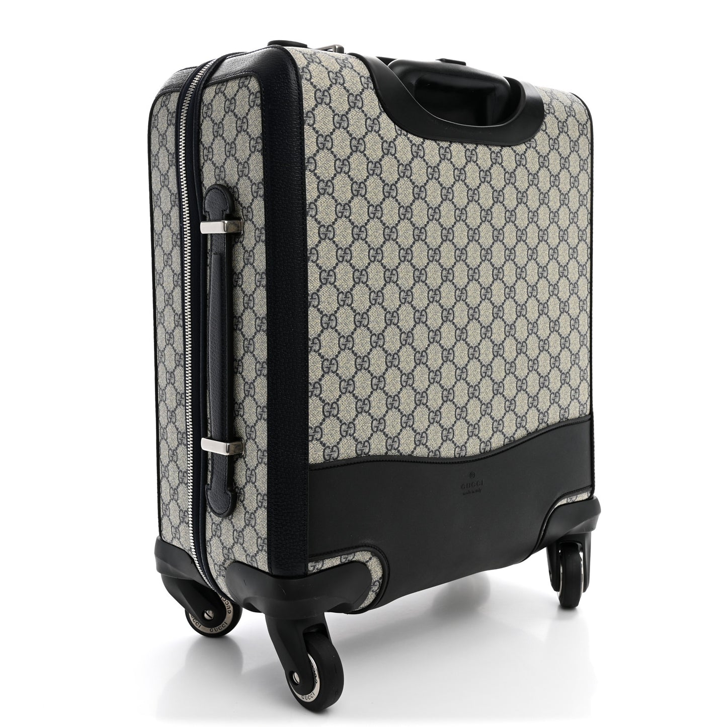 GG Supreme Monogram Textured Dollar Calfskin Web Small Savoy Cabin Trolley Beige Blue