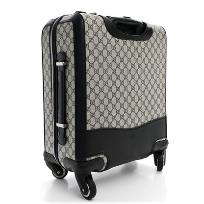 Gucci GG Supreme Monogram Textured Dollar Calfskin Web Small Savoy Cabin Trolley Beige Blue 2 of 9